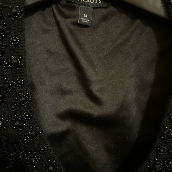 Talbots black beaded short sweater size M - perfect for holidays! - Picture 5 of 6